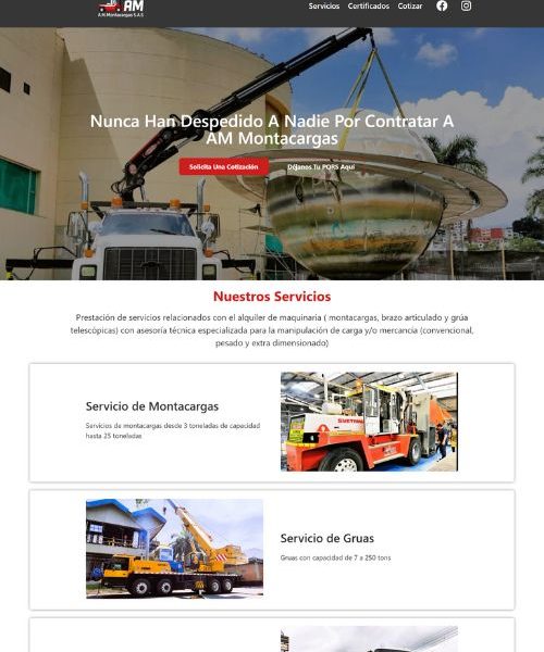 Montacarga company landing Page